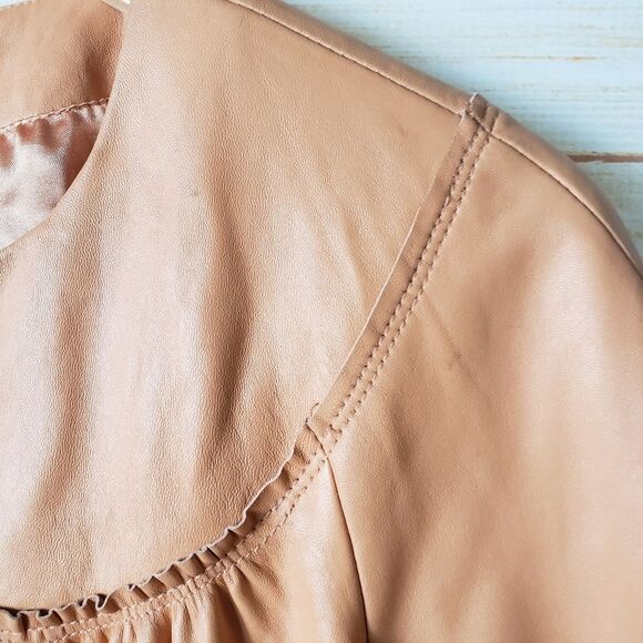 Vintage Jerry Lewis Leather Cropped Round Neck Button Front Jacket Women's Small - Picture 5 of 16